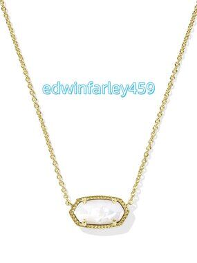 Elisa Gold Pendant Necklace in Ivory Mother-of-Pearl
